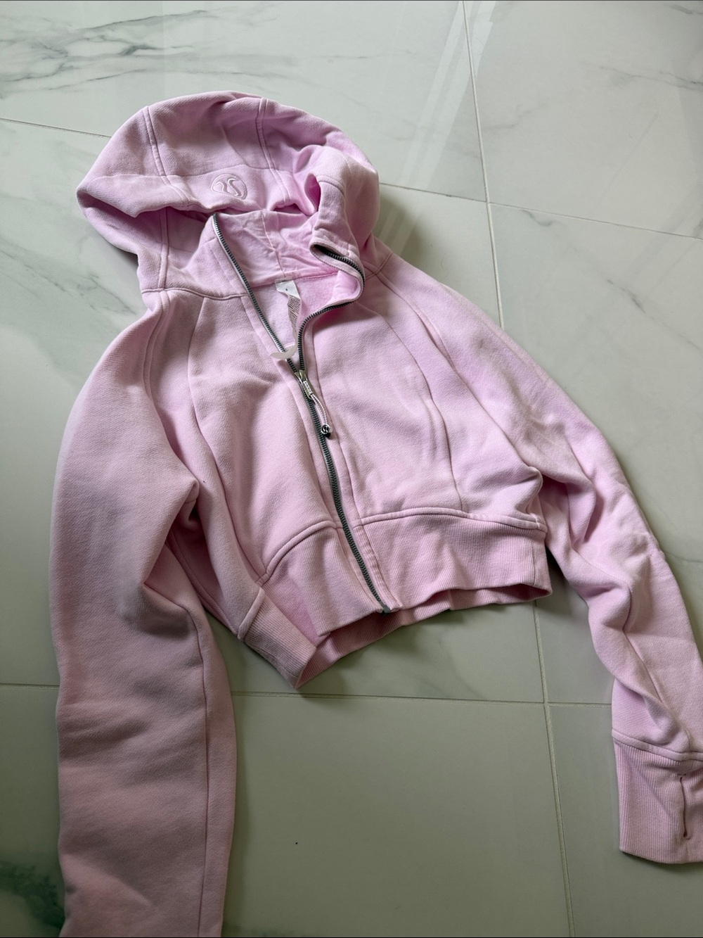 lululemon Light Pink Cropped Zip Hoodie